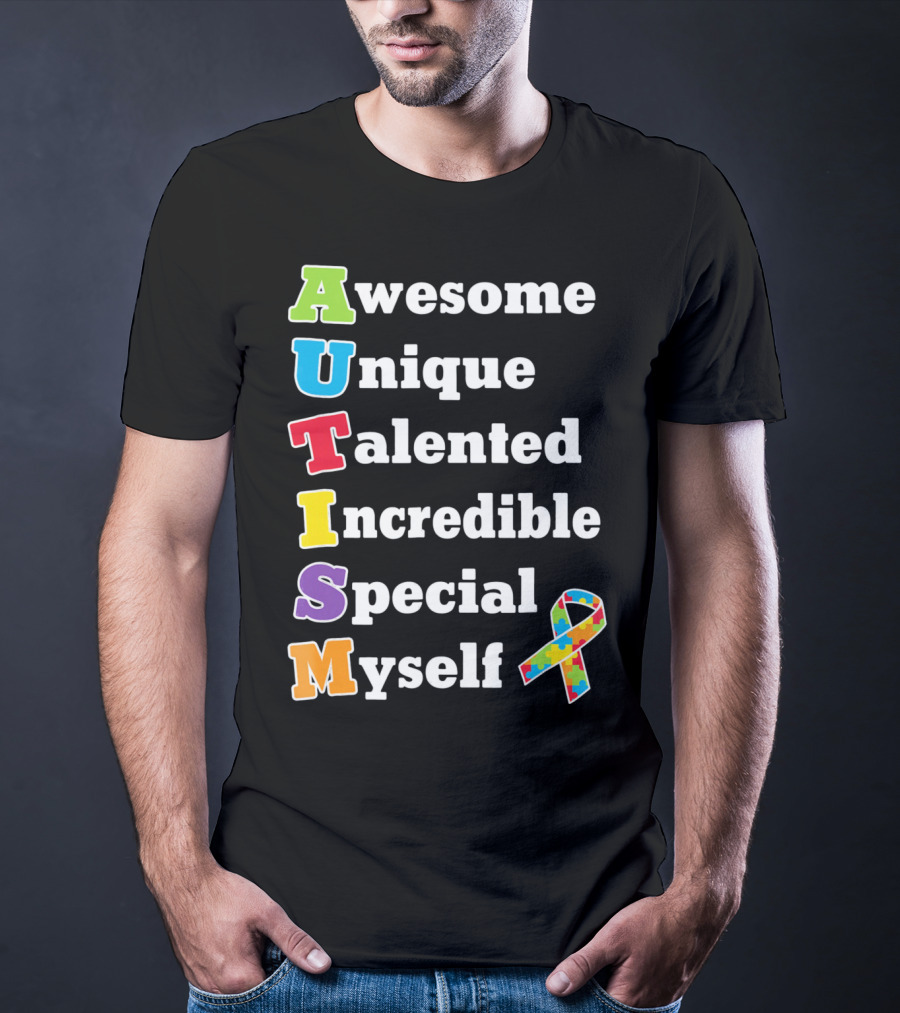 Autism Awesome Unique Talented Incredible Special Myself Awareness Puzzle T-Shirt