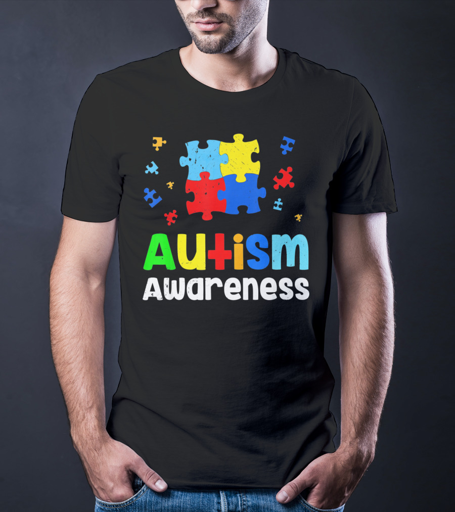 Autism Awareness Puzzle Pieces Heart Aut T-Shirt