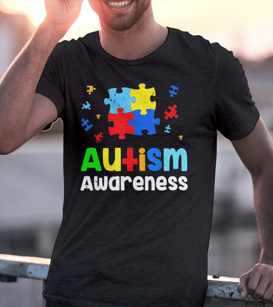 Autism Awareness Puzzle Pieces Heart Aut T-Shirt