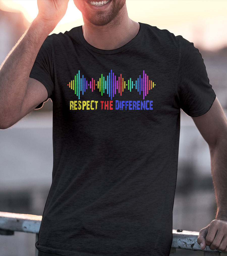 Respect The Difference Autism Awareness Colorful Soundwave T-Shirt