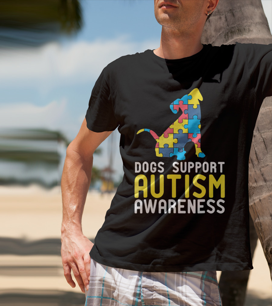 Dogs Support Autism Awareness Novelty Autism Dog Lover Awareness T-Shirt