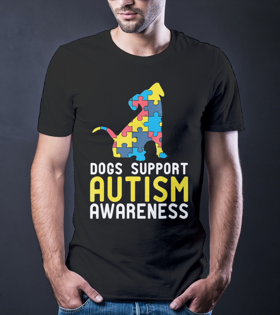 Dogs Support Autism Awareness Novelty Autism Dog Lover Awareness T-Shirt