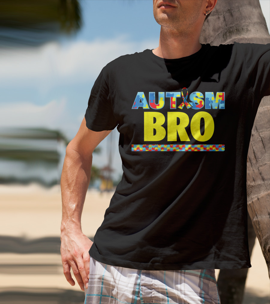 Autism Puzzle Ribbon Bro Brother Awareness Support T-Shirt