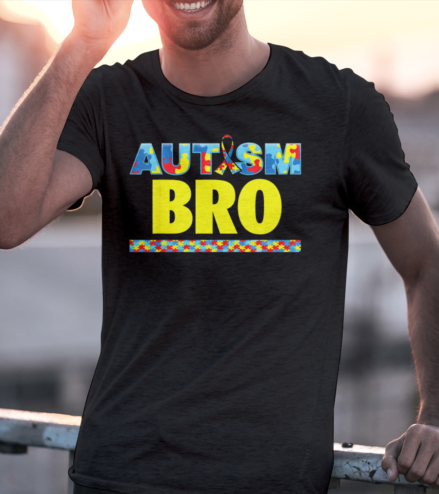 Autism Puzzle Ribbon Bro Brother Awareness Support T-Shirt