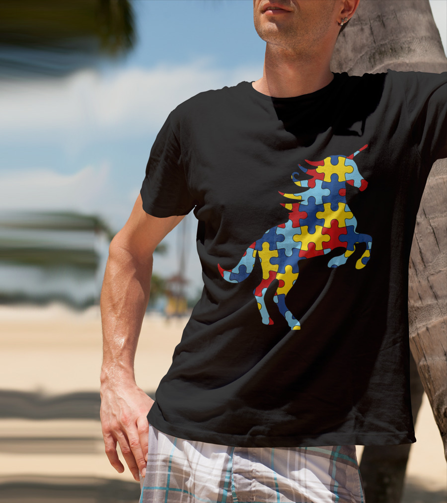 Autism Awareness Day Unicorn Puzzle T-Shirt