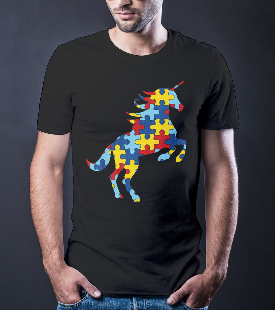 Autism Awareness Day Unicorn Puzzle T-Shirt