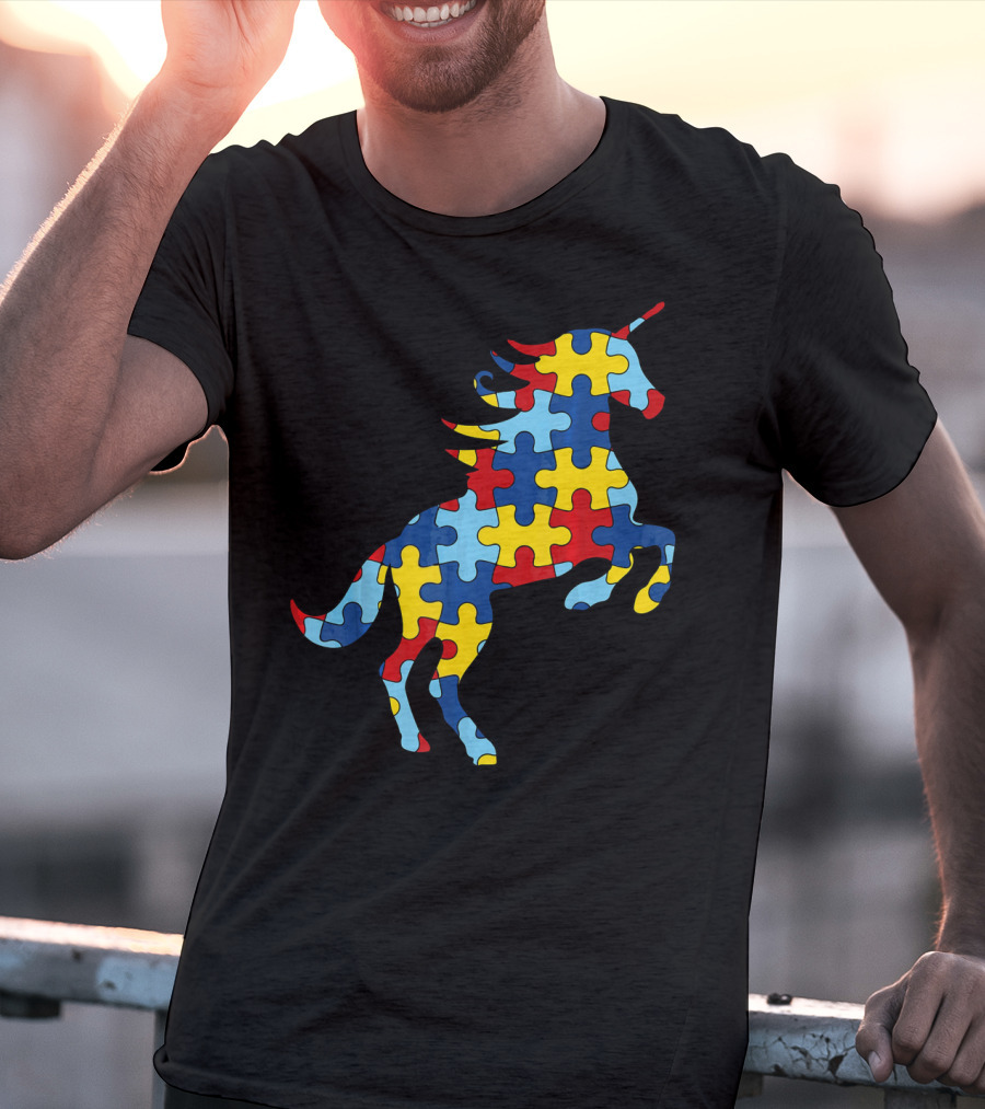 Autism Awareness Day Unicorn Puzzle T-Shirt