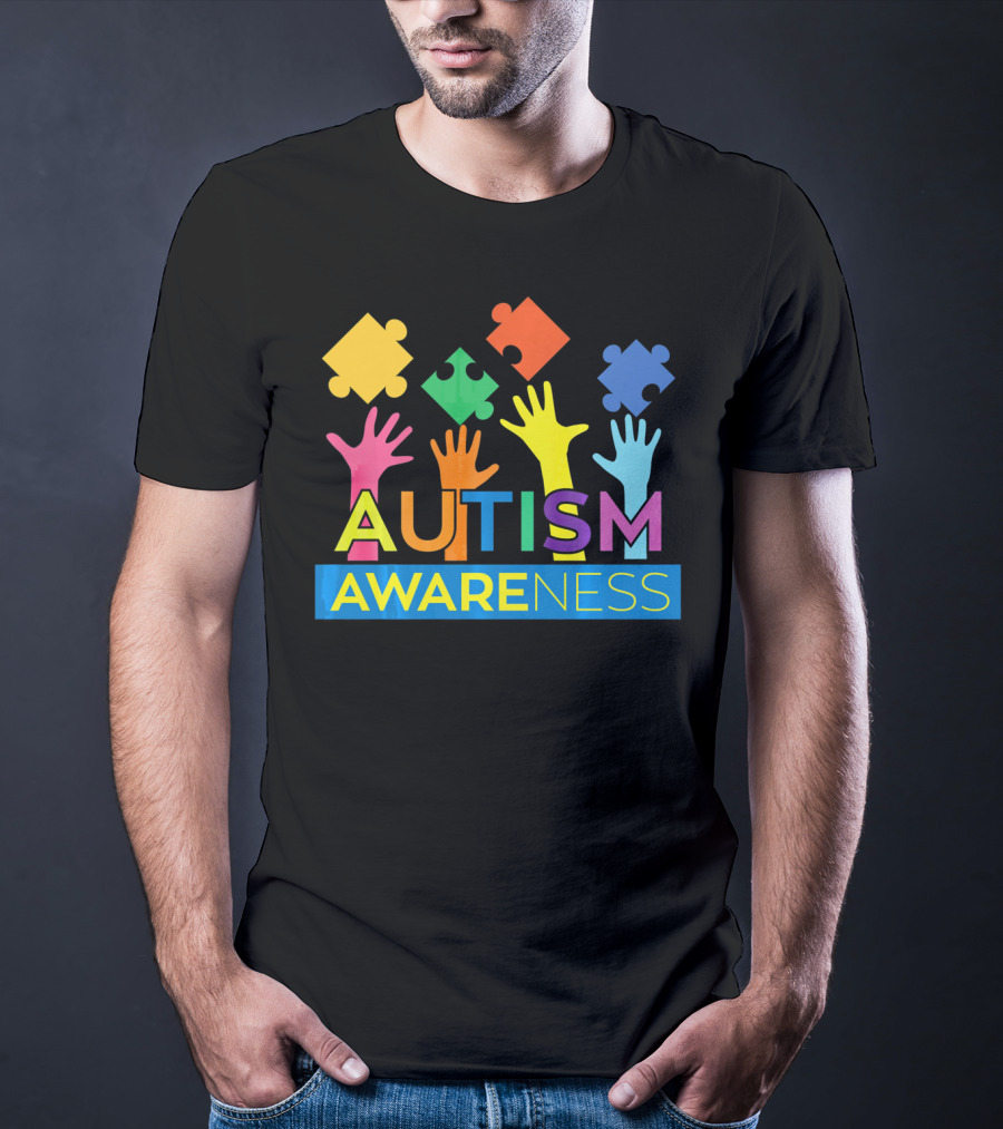 Autism Awareness Colorful Puzzle Hands T-Shirt
