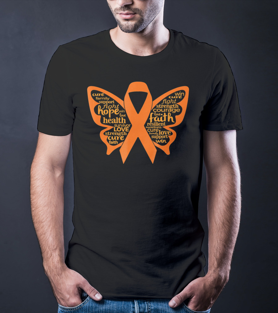 Leukemia Awareness Hope Faith Strength Butterfly T-Shirt