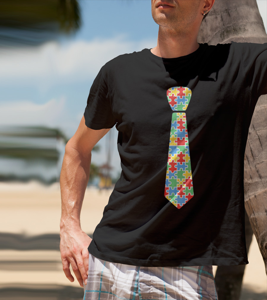Autism Awareness Puzzle Piece Necktie T-Shirt