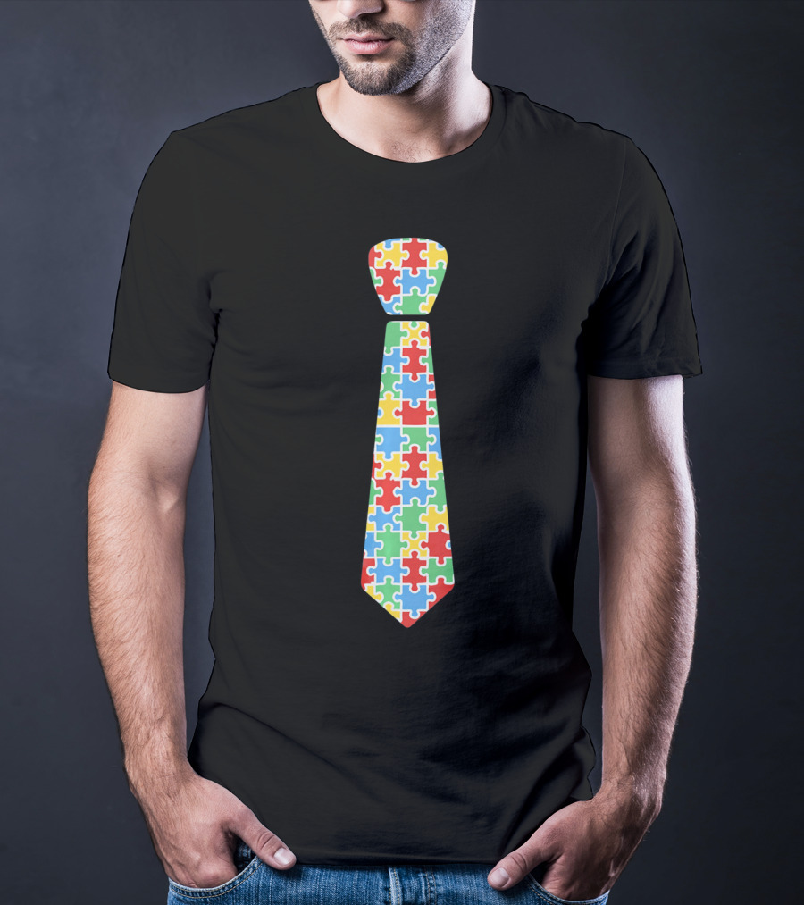 Autism Awareness Puzzle Piece Necktie T-Shirt