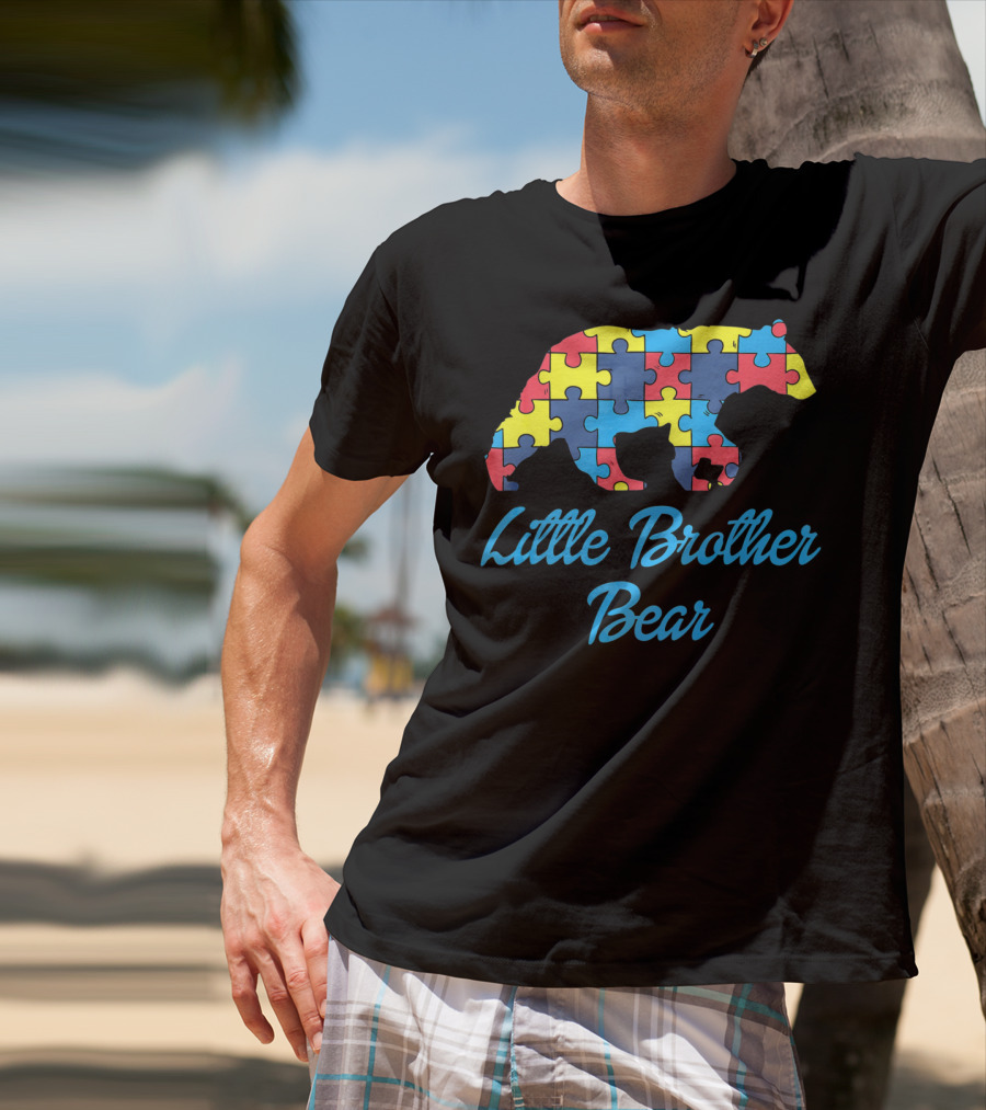 Little Brother Bear Autism Awareness Puzzle T-Shirt