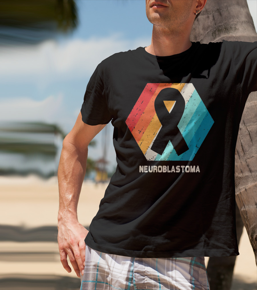Neuroblastoma Awareness Ribbon Retro Hexagon T-Shirt