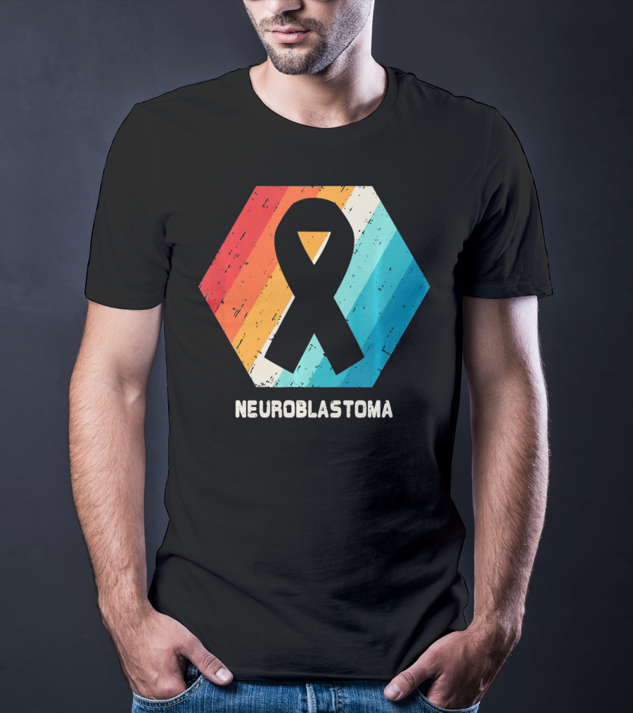 Neuroblastoma Awareness Ribbon Retro Hexagon T-Shirt