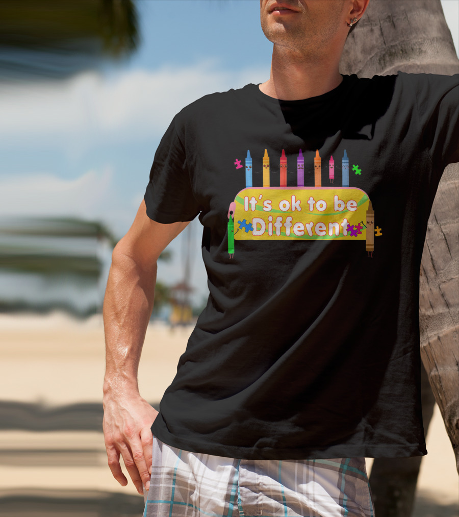 It's Ok To Be Different Crayons Back To School Autism Awareness T-Shirt