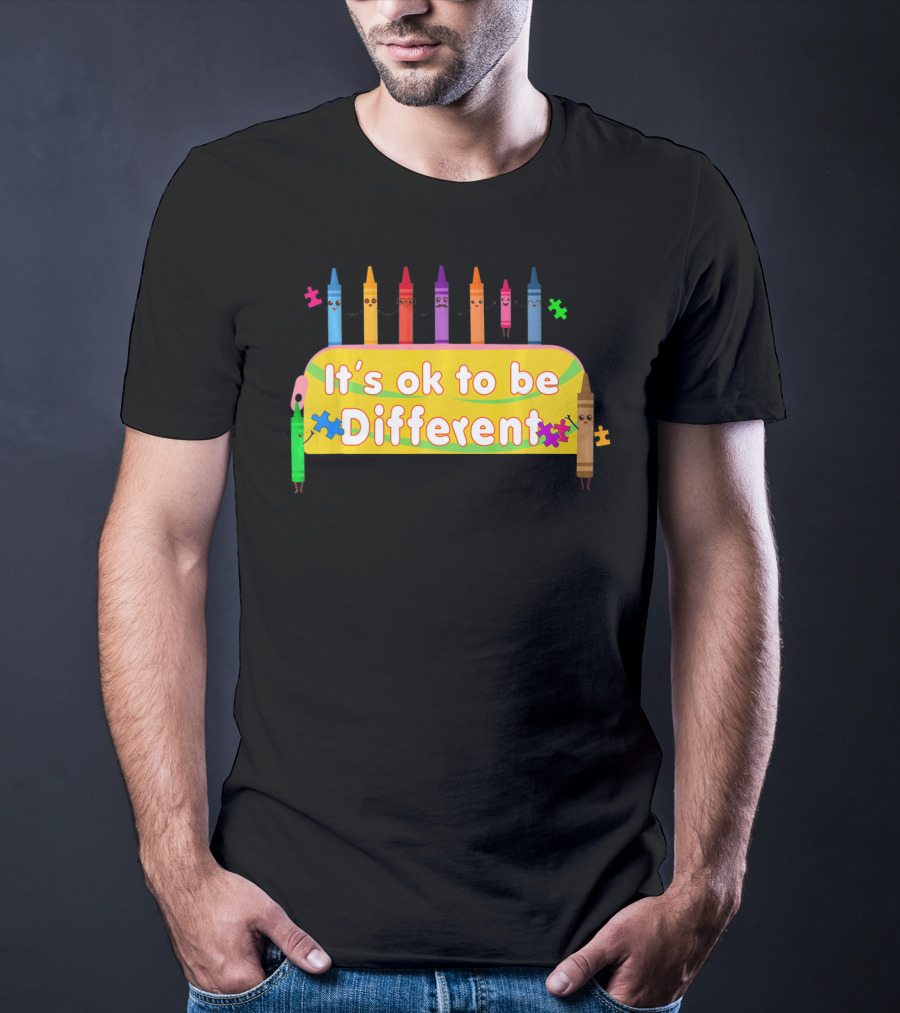 It's Ok To Be Different Crayons Back To School Autism Awareness T-Shirt