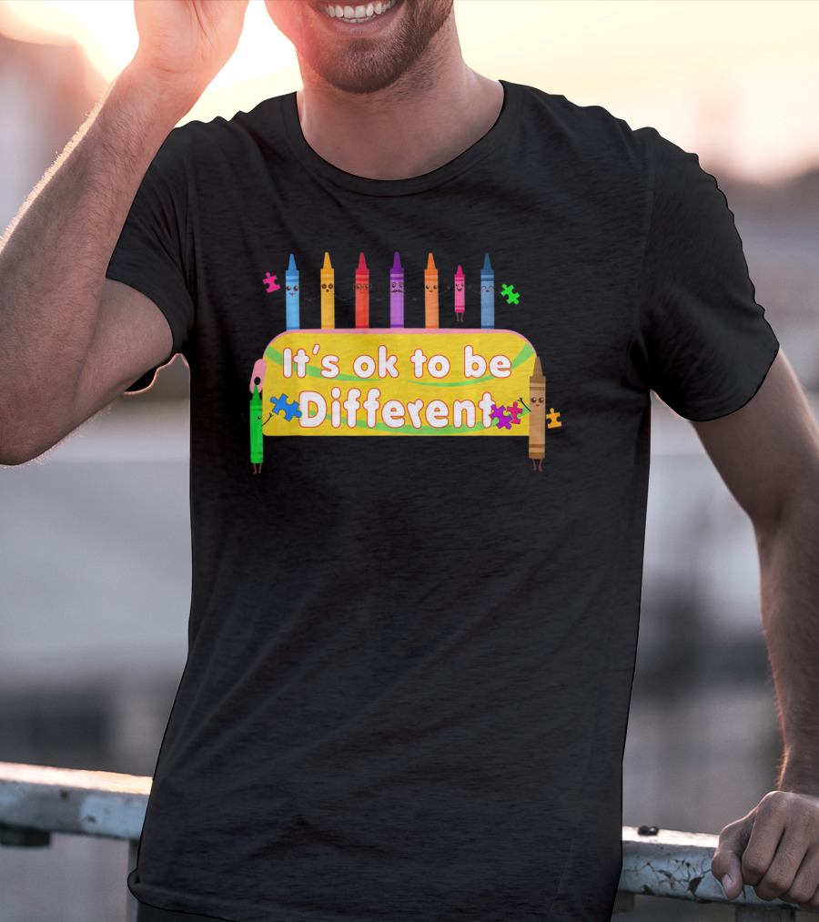 It's Ok To Be Different Crayons Back To School Autism Awareness T-Shirt
