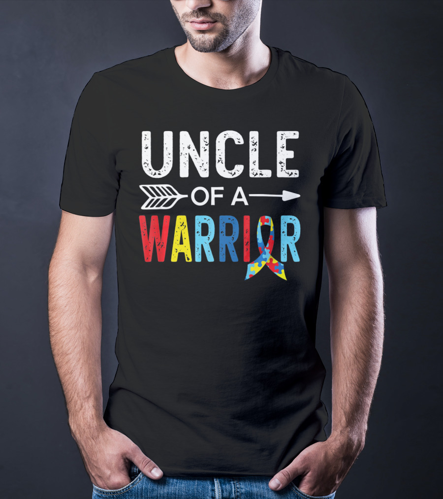 Uncle Of A Warrior Puzzle Ribbon Autism Awareness T-Shirt