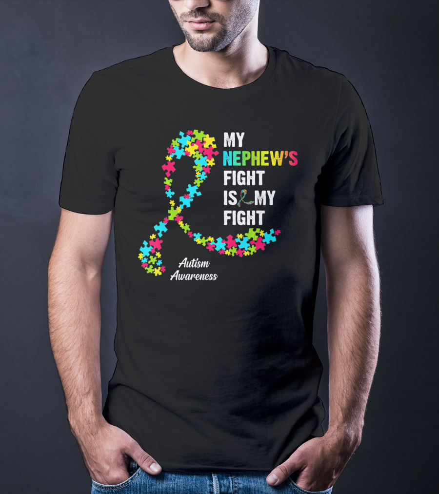 My Nephew's Fight Is My Fight Autism Awareness Puzzle T-Shirt