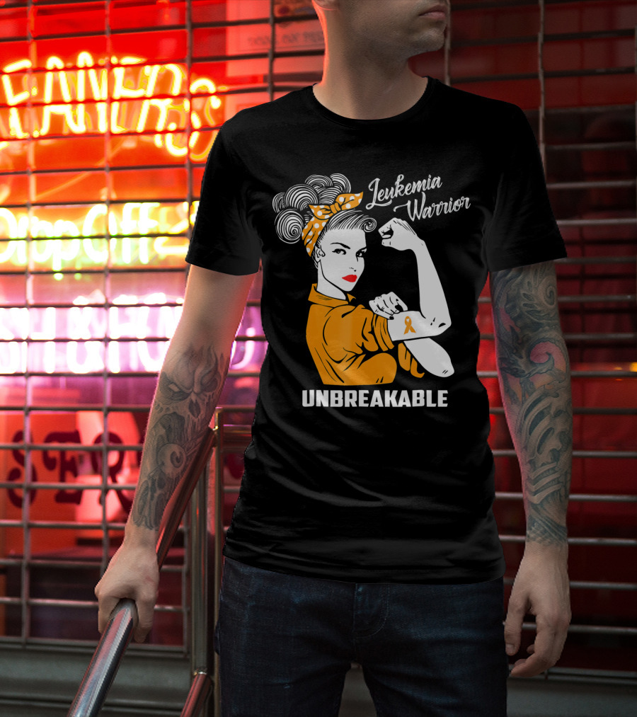 Leukemia Warrior Unbreakable Rosie The Riveter T-Shirt