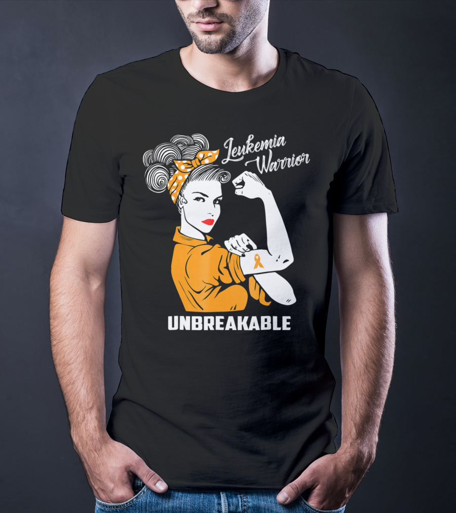 Leukemia Warrior Unbreakable Rosie The Riveter T-Shirt