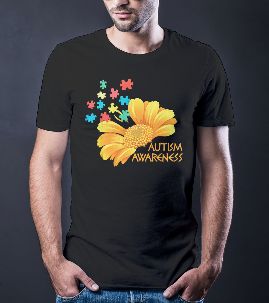 Sunflower Autism Awareness Puzzle Pieces T-Shirt