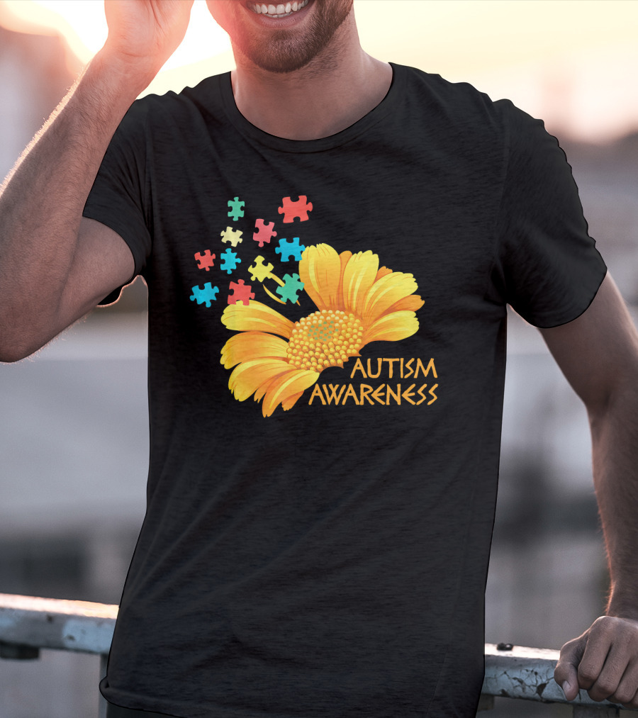 Sunflower Autism Awareness Puzzle Pieces T-Shirt