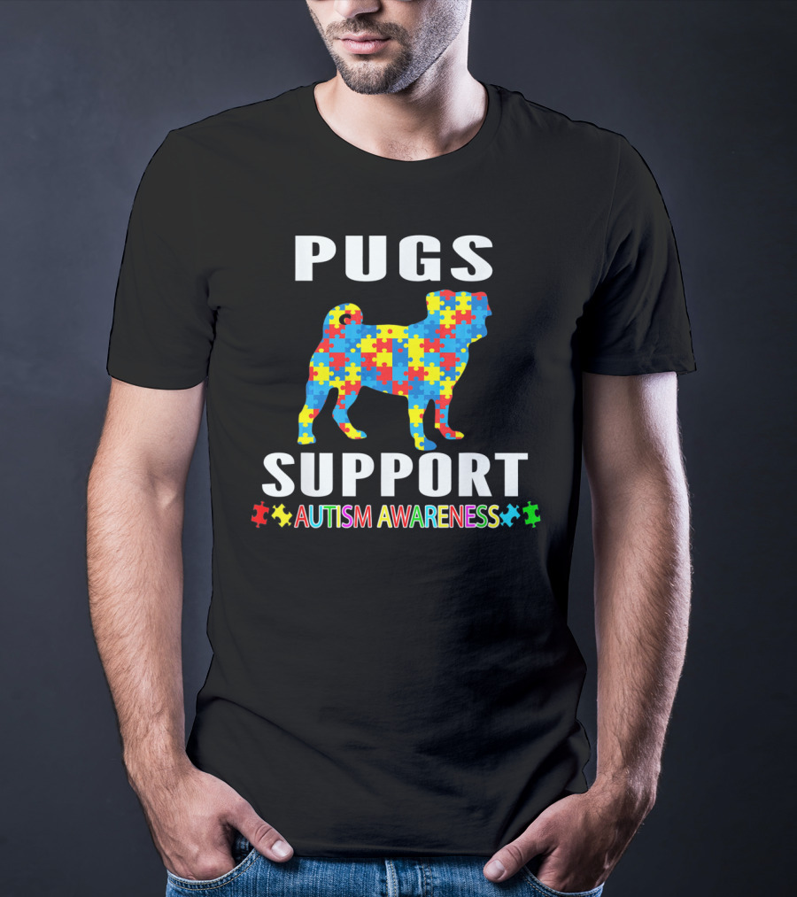 Pugs Support Autism Awareness Puzzle T-Shirt