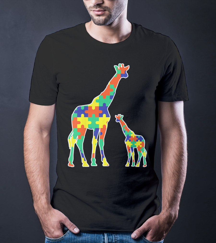 Kids Cute Autism Awareness Giraffes Puzzle T-Shirt