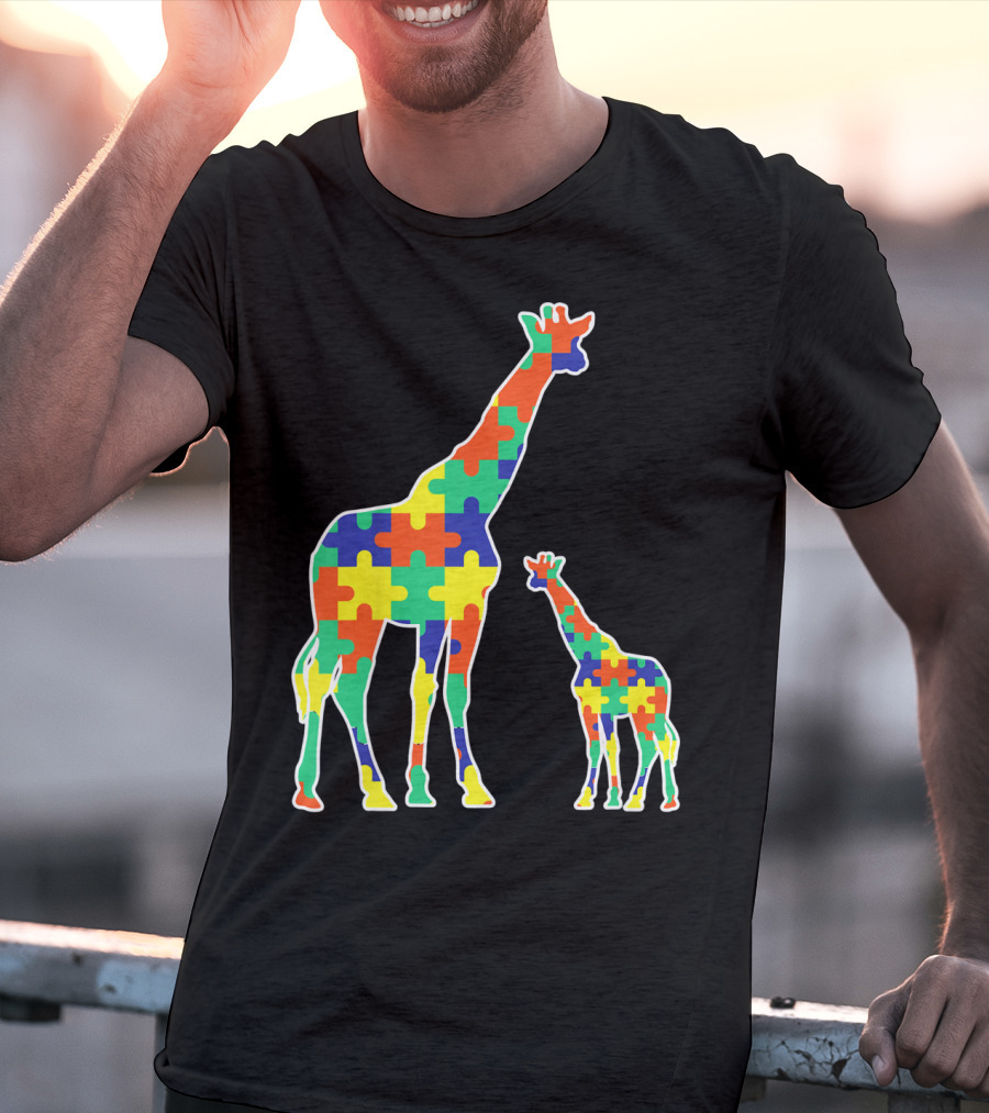 Kids Cute Autism Awareness Giraffes Puzzle T-Shirt