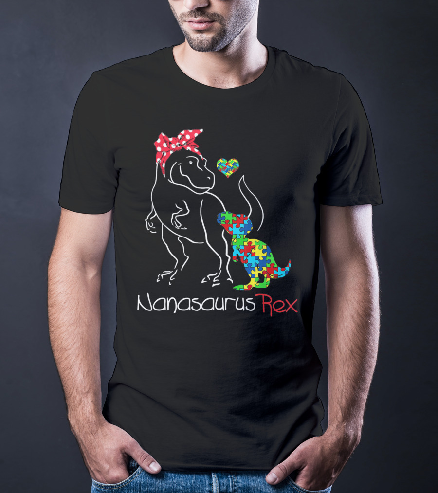 Nanasaurus Rex Dinosaur Autism Puzzle Heart T-Shirt
