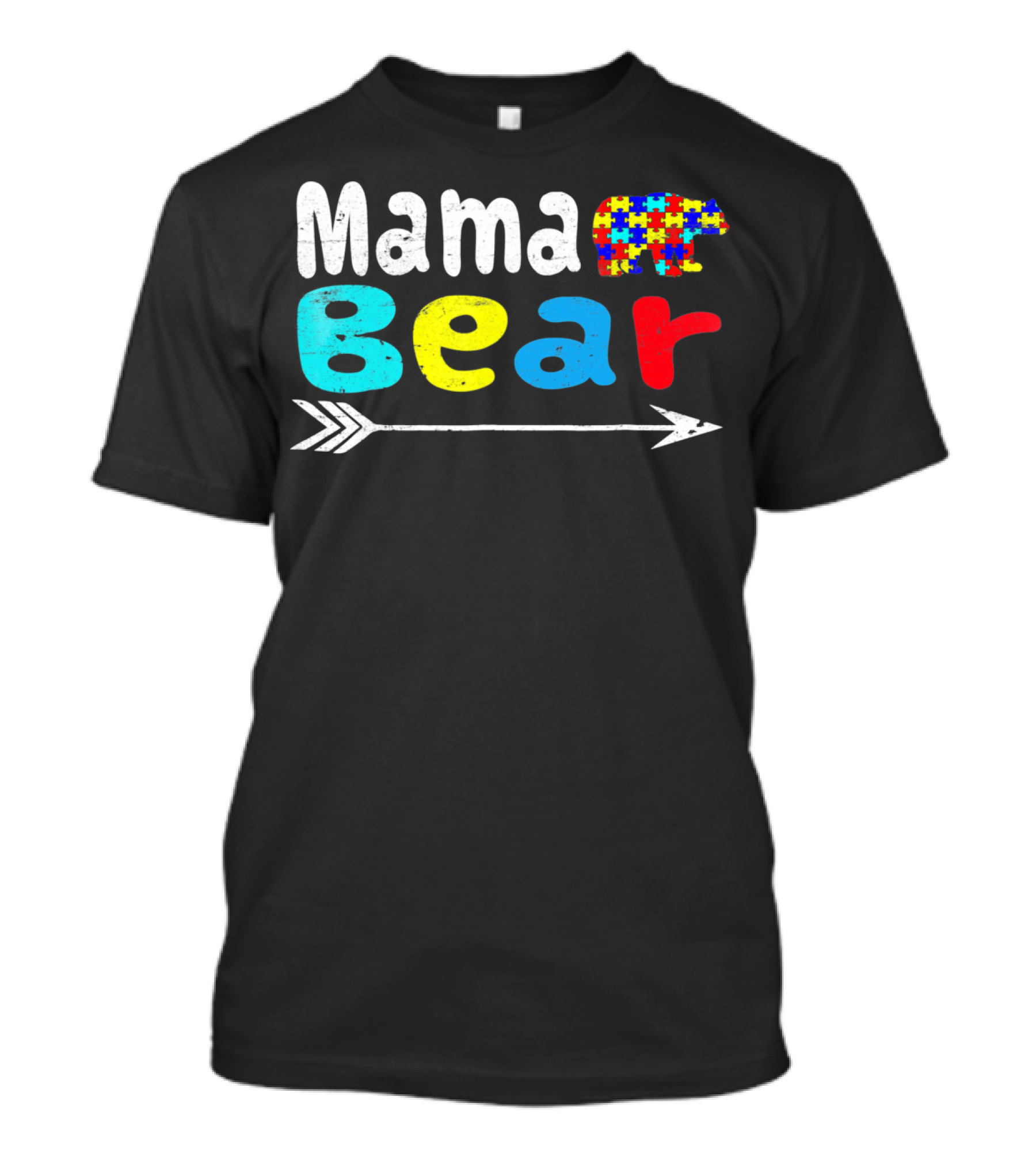 Mama Bear Autism Puzzle Piece Pattern With Arrow T-Shirt