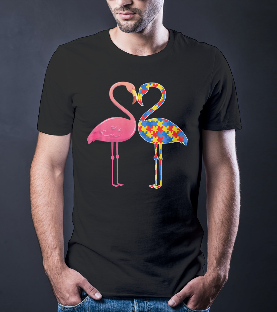 Flamingo Puzzle Autism Awareness T-Shirt