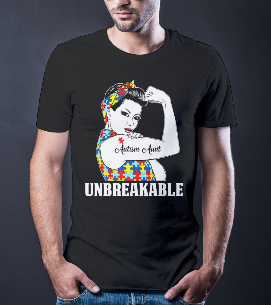 Unbreakable Autism Aunt Awareness Aun T-Shirt