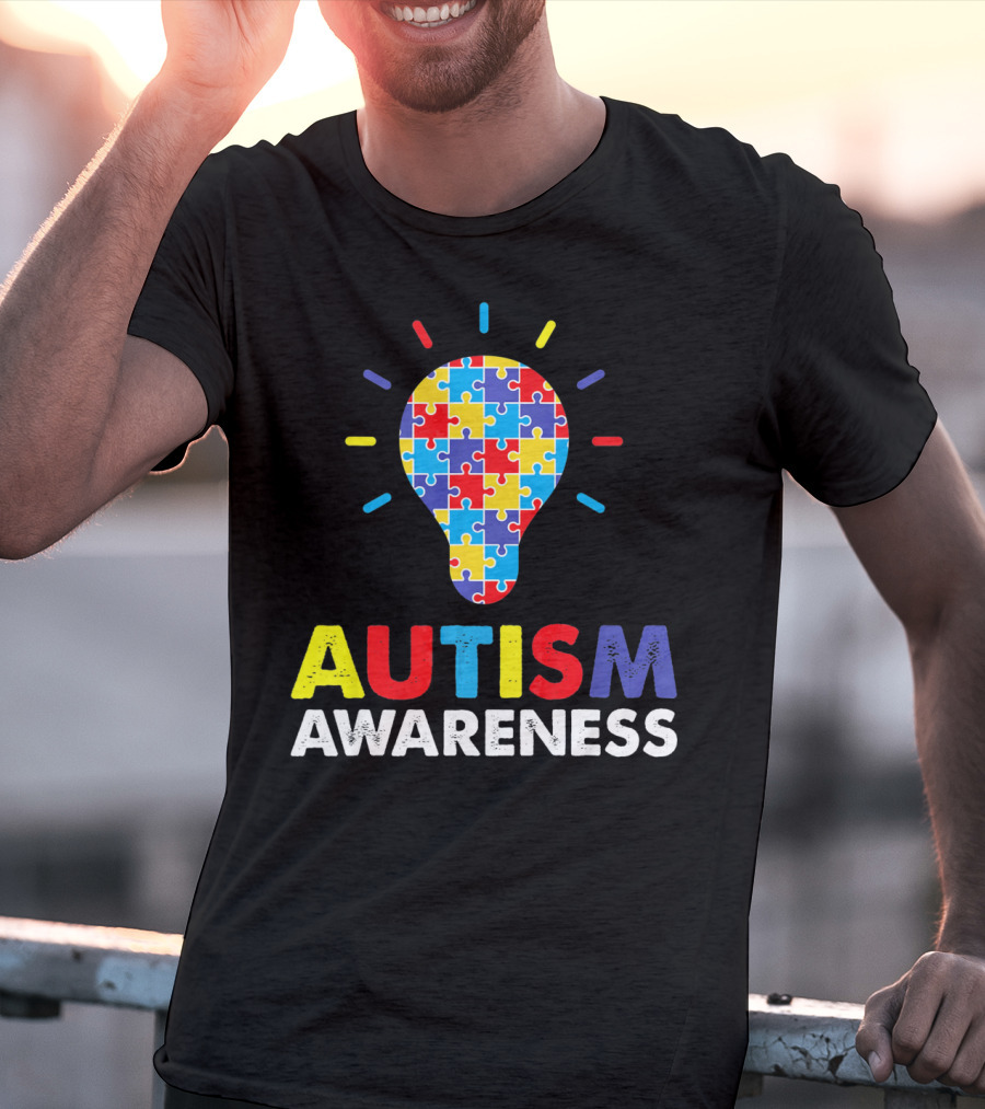 Autism Awareness Puzzle Light Bulb T-Shirt