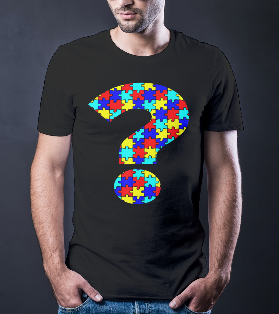 Puzzled Question Mark Autism Awareness Puzzle Piece T-Shirt
