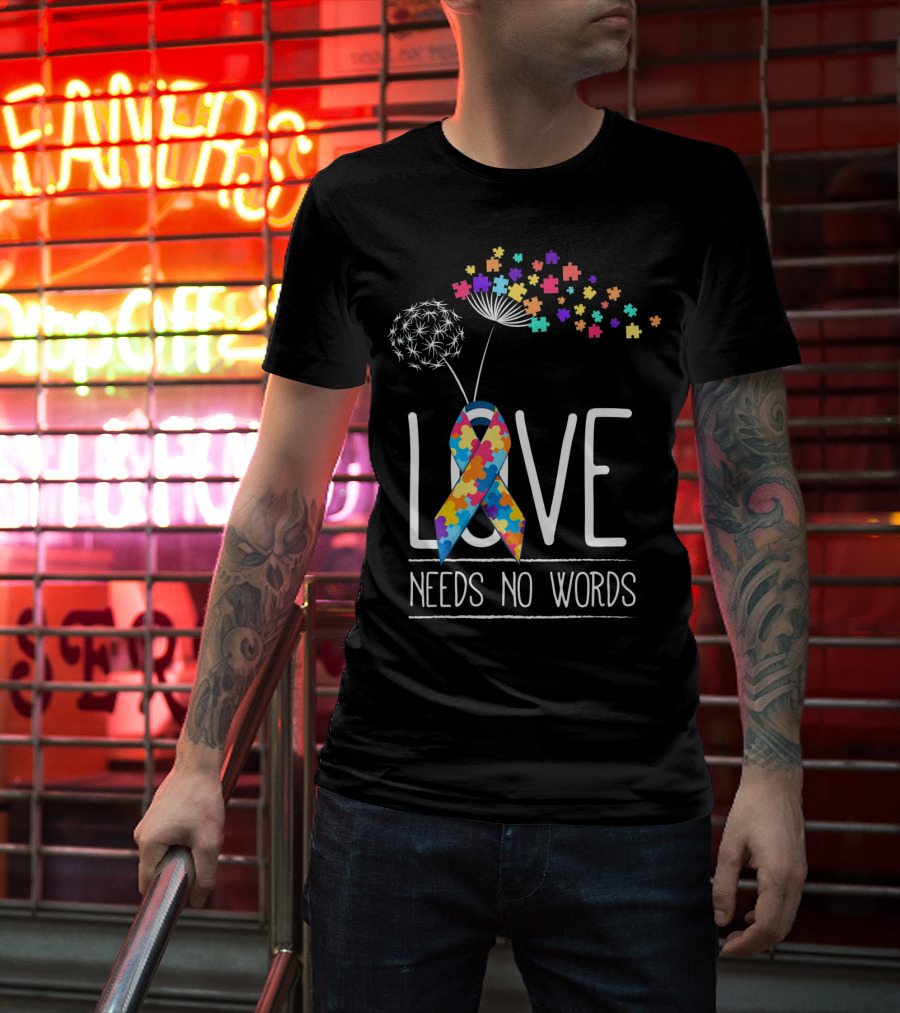 Autism Awareness Love Needs No Words Puzzle T-Shirt