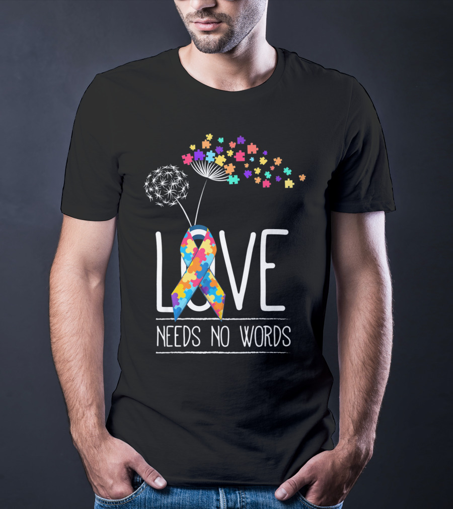 Autism Awareness Love Needs No Words Puzzle T-Shirt