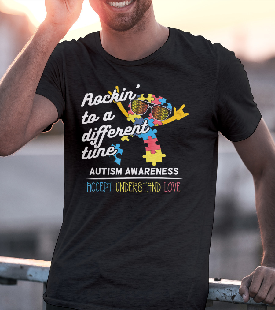 Rockin' To A Different Tune Autism Awareness Accept Understand Love T-Shirt