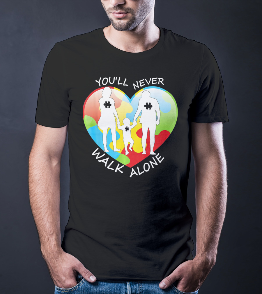 You'll Never Walk Alone Puzzle Family Heart T-Shirt