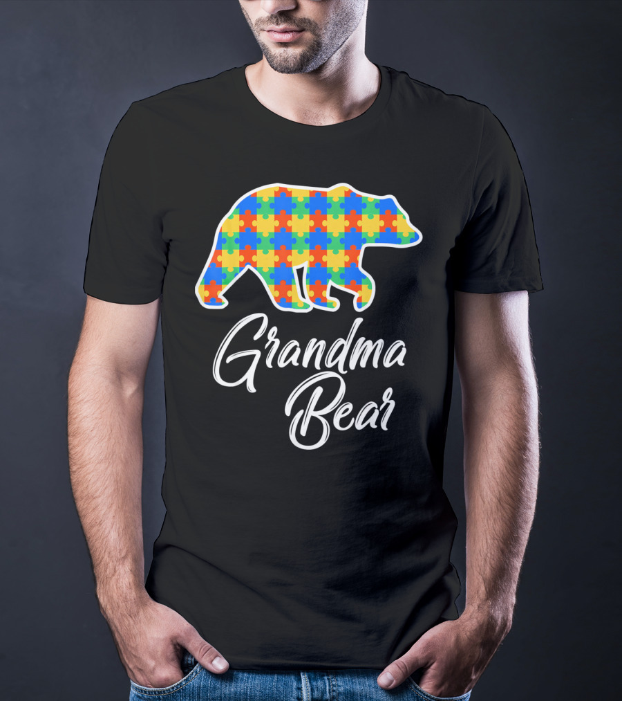 Grandma Bear Autism Puzzle Awareness T-Shirt