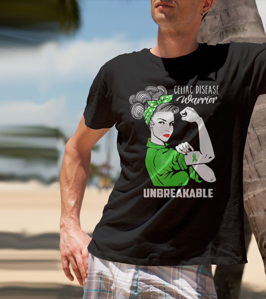 Celiac Disease Warrior Unbreakable Rosie The Riveter T-Shirt