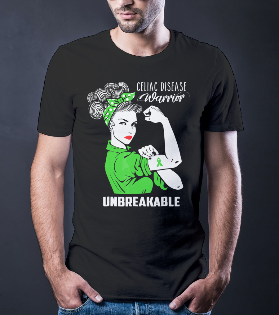Celiac Disease Warrior Unbreakable Rosie The Riveter T-Shirt