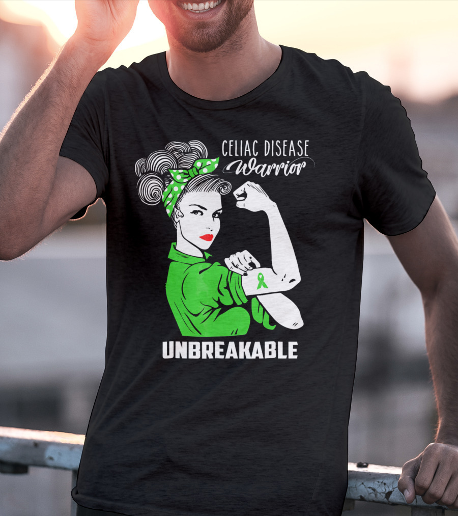 Celiac Disease Warrior Unbreakable Rosie The Riveter T-Shirt
