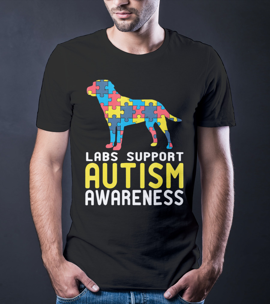 Labs Support Autism Awareness Puzzle Labrador T-Shirt