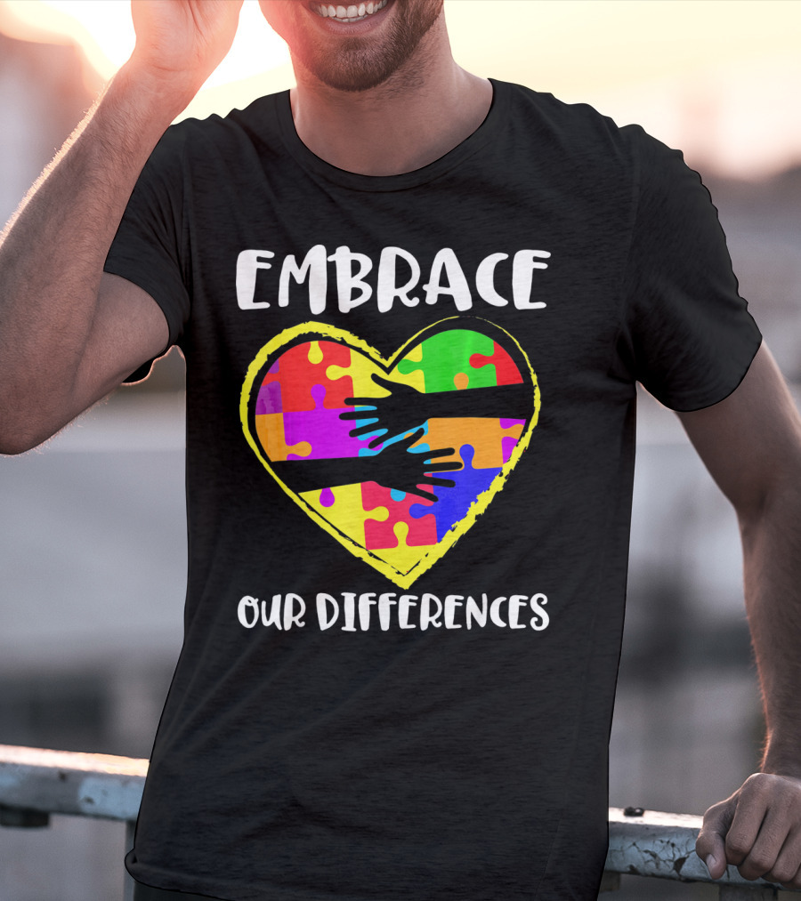 Embrace Our Differences Autism Awareness Heart Puzzle T-Shirt