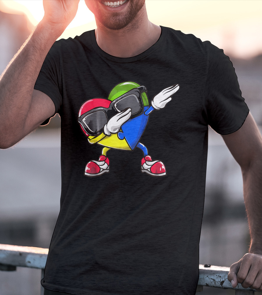Autism Awareness Dabbing Heart Puzzle Sunglasses Sneakers T-Shirt