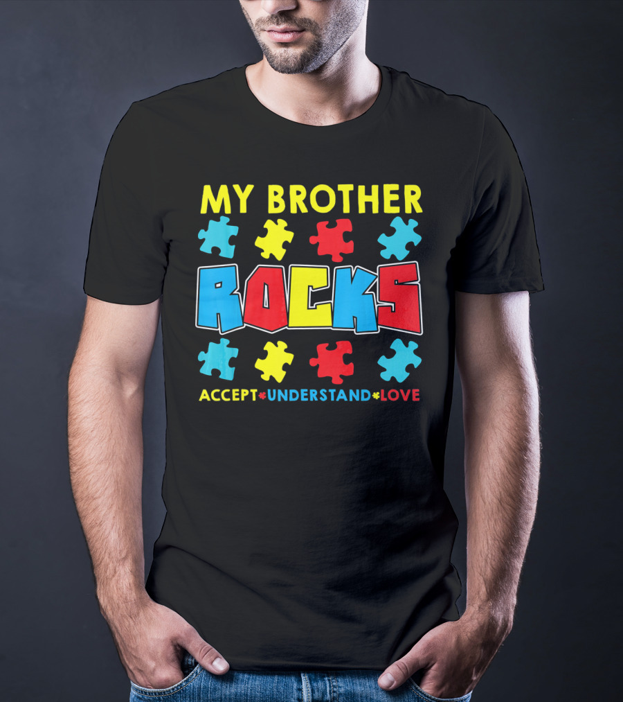 My Brother Rocks Accept Understand Love Autism Awareness T-Shirt