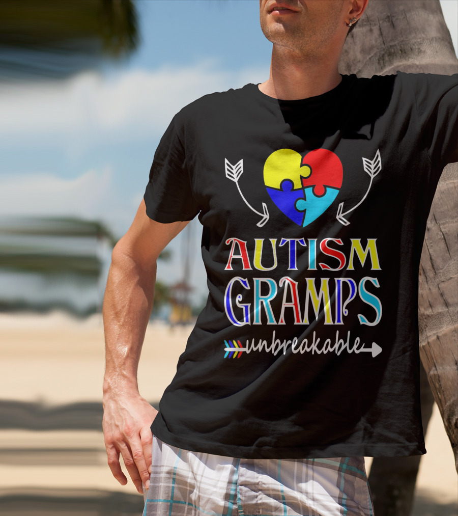 Autism Gramps Unbreakable Heart Puzzle Arrows Awareness T-Shirt