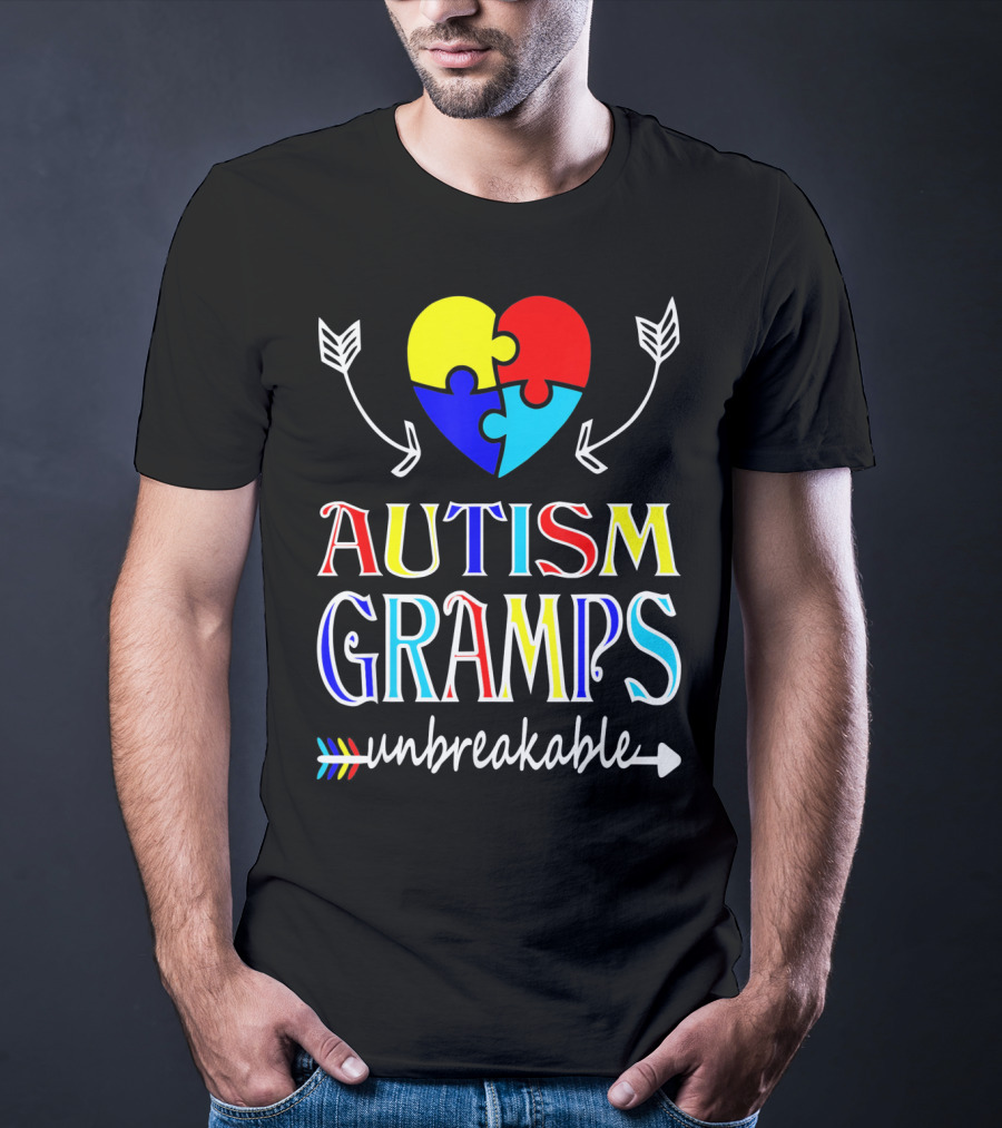 Autism Gramps Unbreakable Heart Puzzle Arrows Awareness T-Shirt